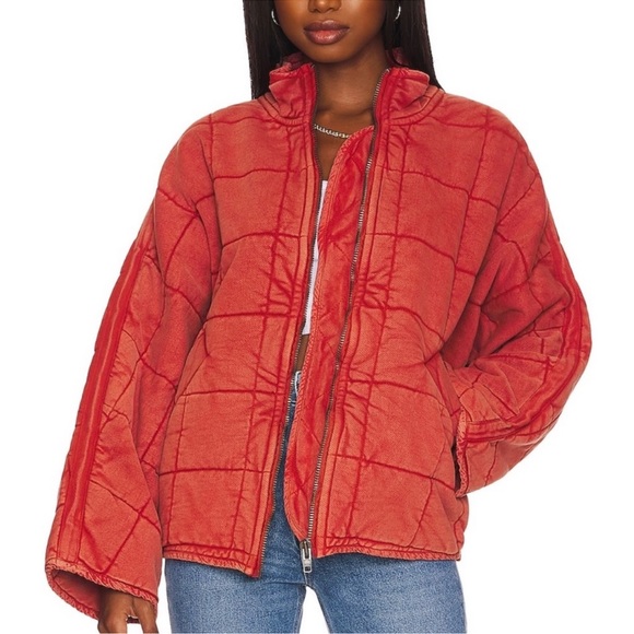 Dolman Quilted Knit Jacket MYRRH Red - Picture 2 of 8